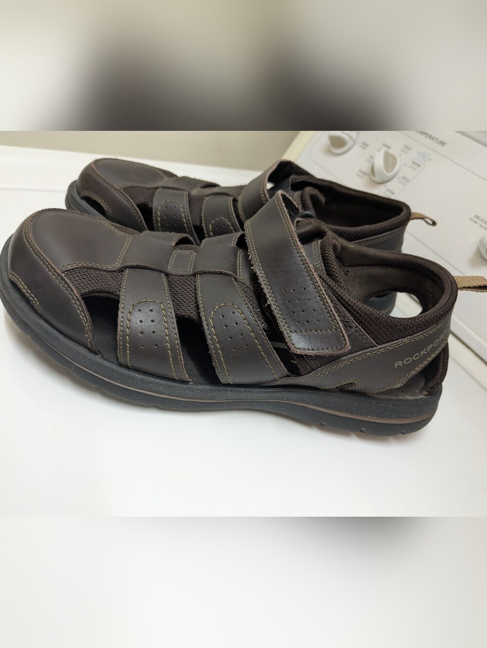 ROCKPORT "Gyks Fisherman" XCS Brown Leather Sandals, Mns Sz 11.5, EUC!!!
